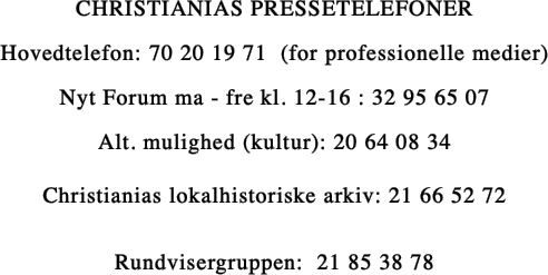 CHRISTIANIAS PRESSETELEFONER